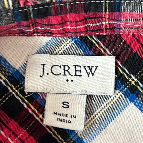 J Crew Tartan Plaid Button Front Blouse w Micro-Ruffled Collar - Picture 6 of 12